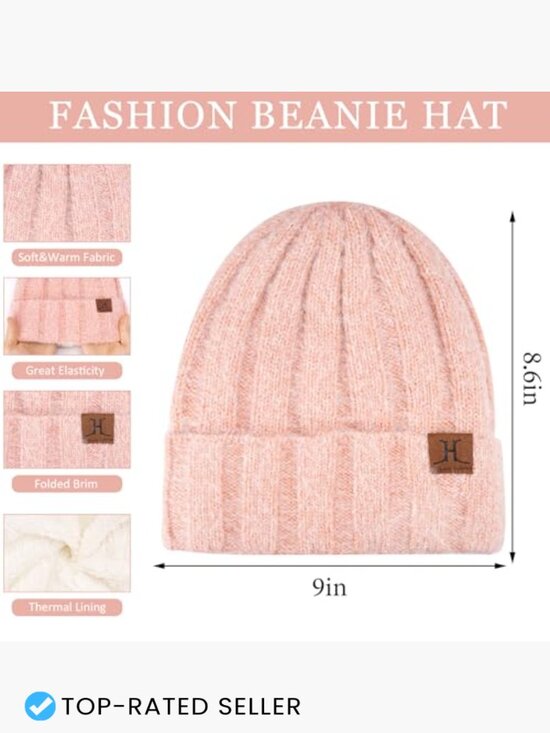 Winter Beanie Hat Touchscreen Gloves Scarf Set Fleece Lined Skull Cap Knit Set